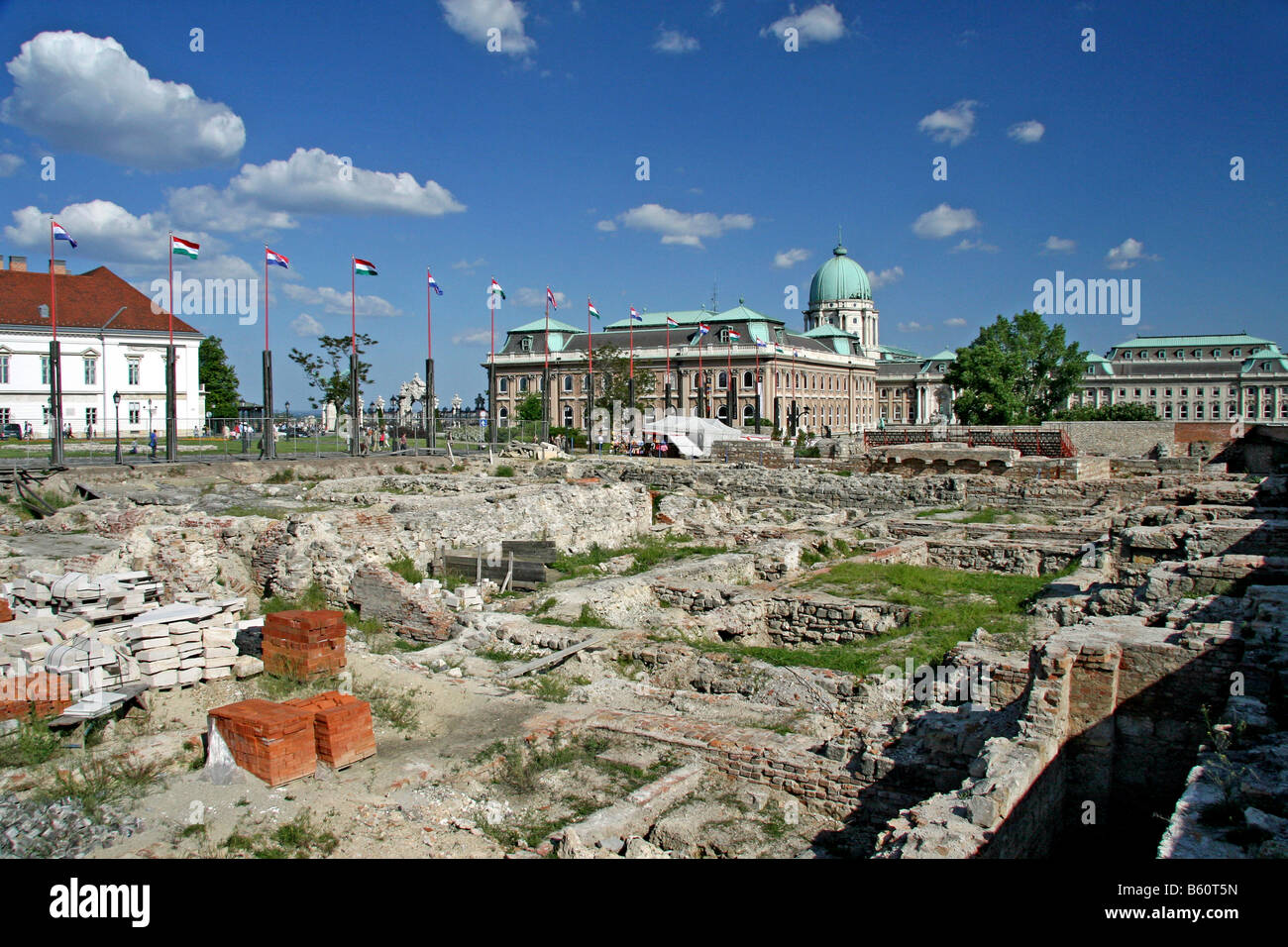 Römische Ausgrabungsstätte im Burgviertel vor Budaer Burg in Budapest, Ungarn, Europa Stockfoto