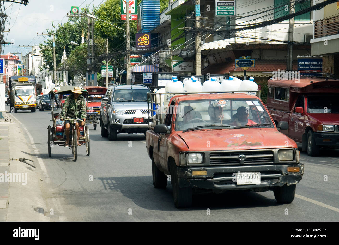 Verkehr in Chiang Mai-Nordthailand. Stockfoto