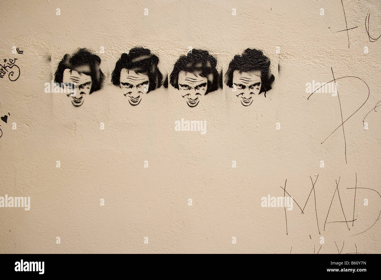 Graffiti in den Straßen von Barcelona, Katalonien, Spanien, Europa Stockfoto