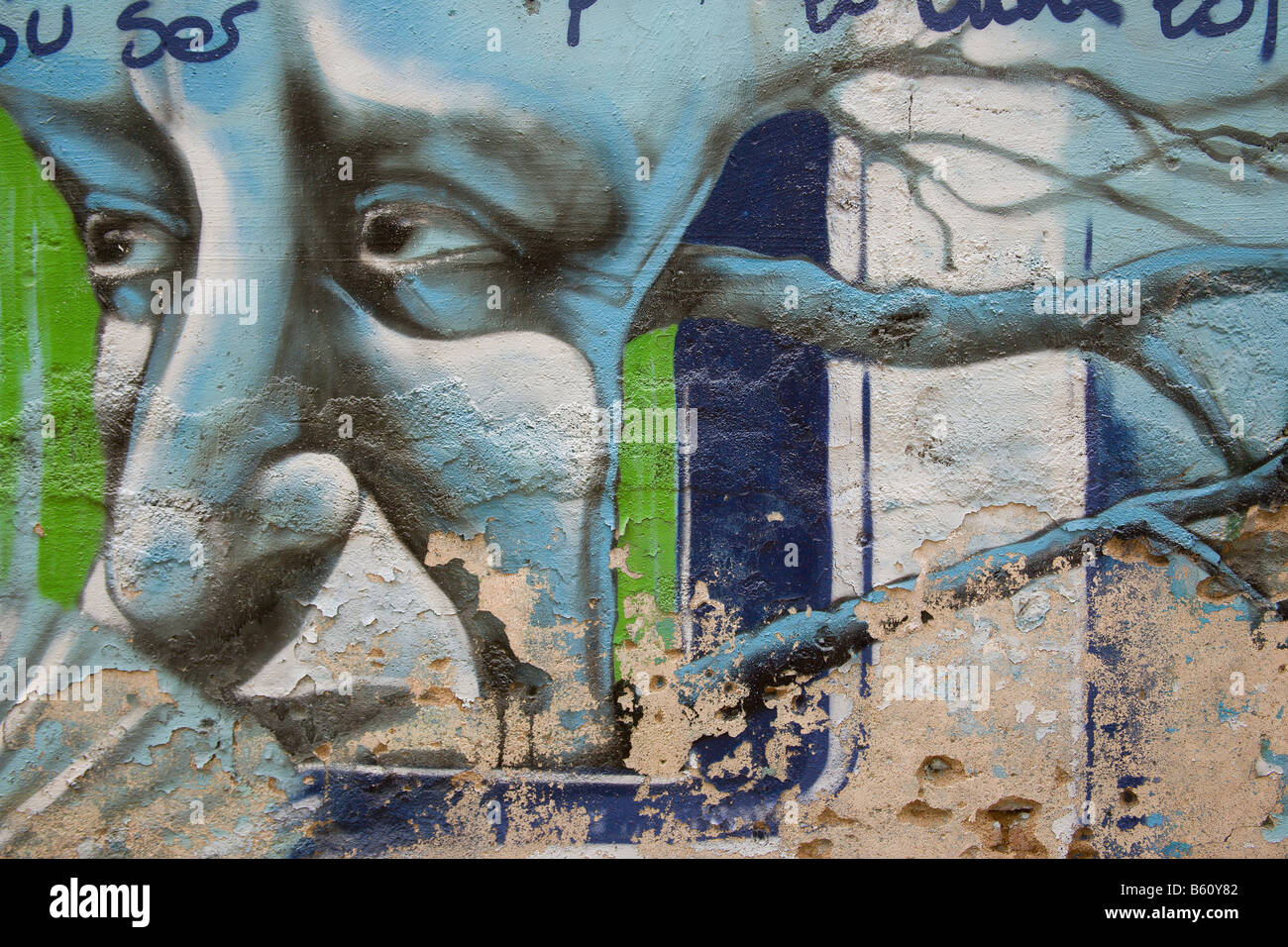 Graffiti in den Straßen von Barcelona, Katalonien, Spanien, Europa Stockfoto