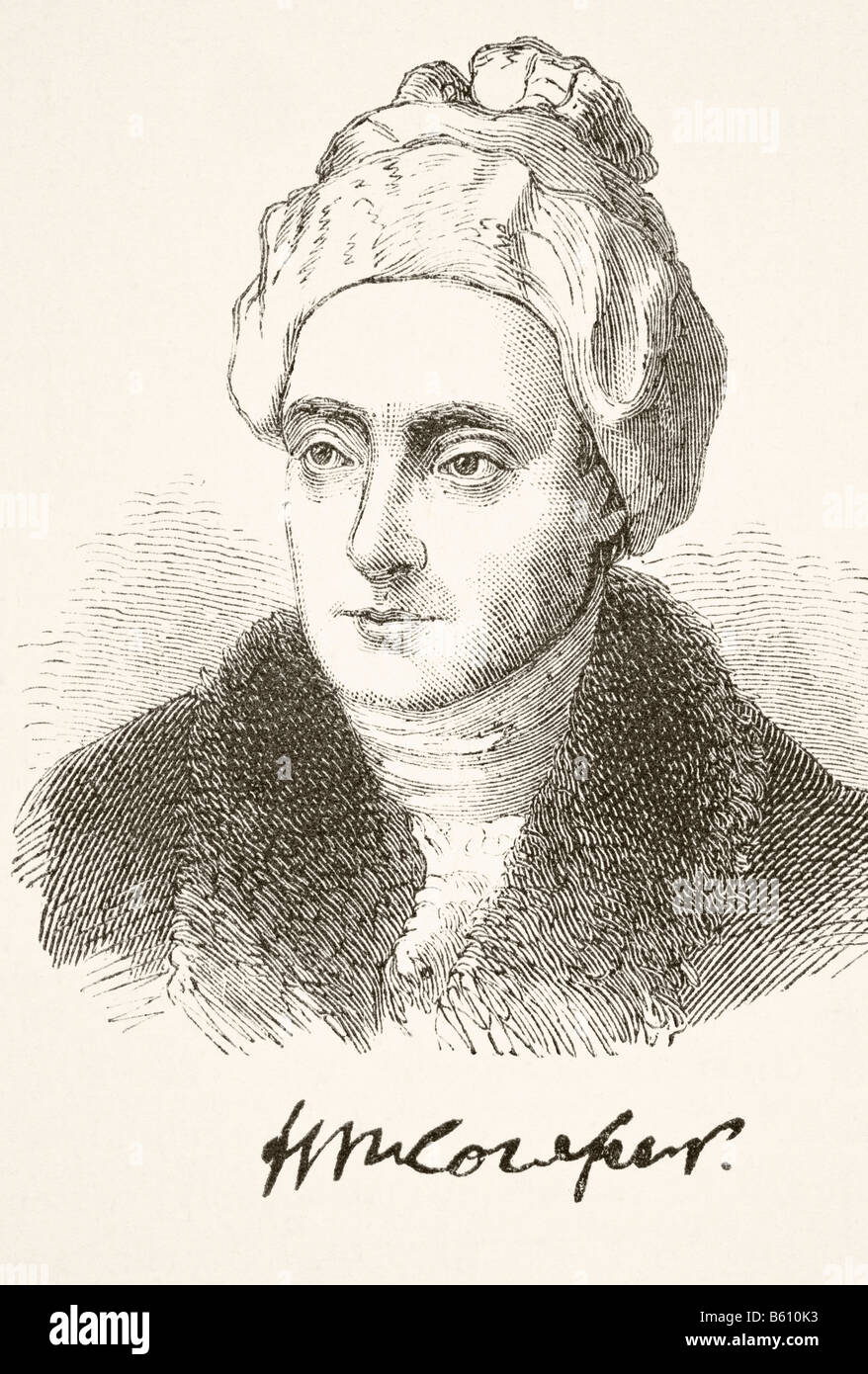 William Cowper, 1731-1800.  Englischer Dichter.  Sein Portrait und Signatur Stockfoto