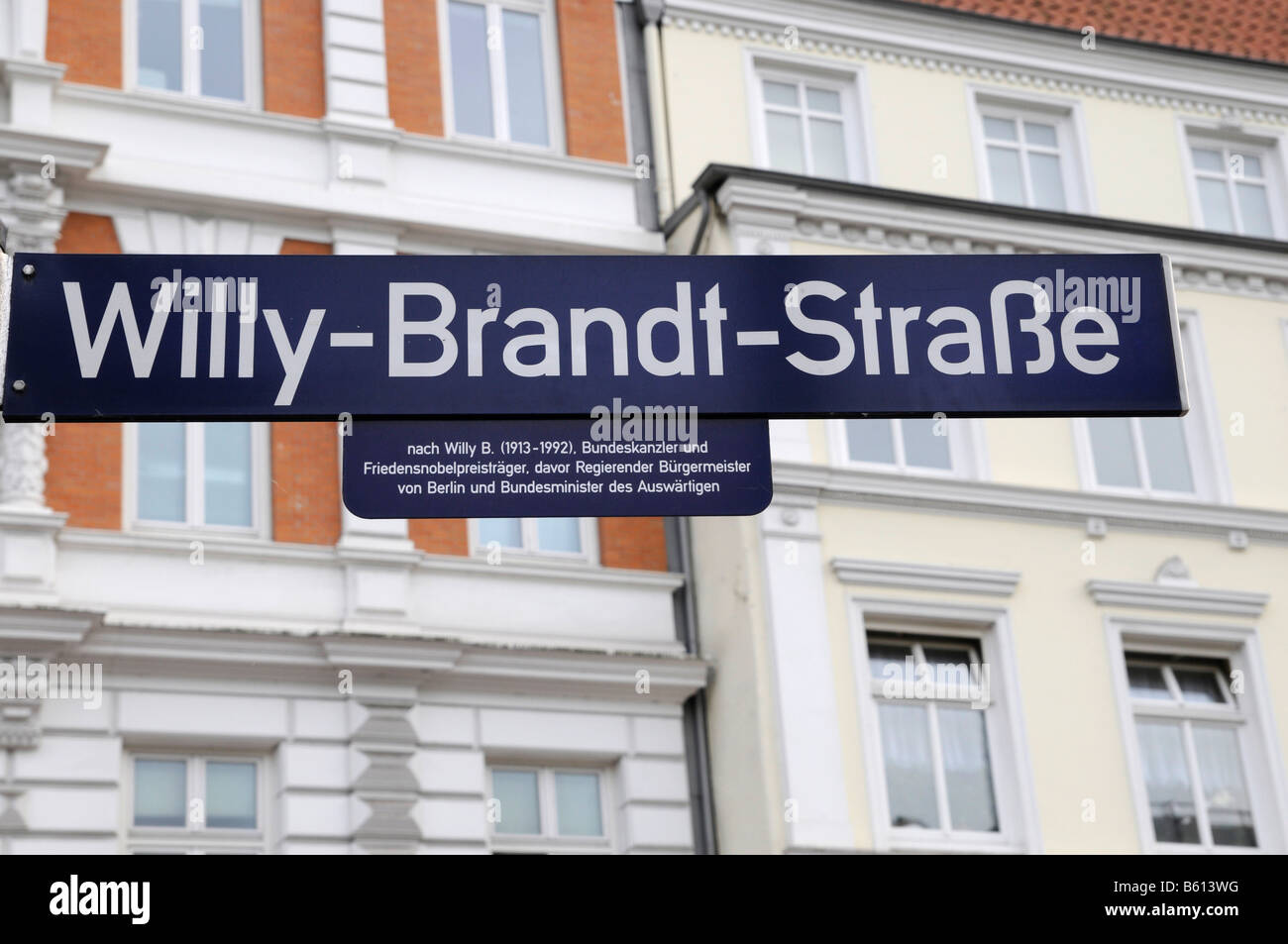 Zeichen für die Willy-Brandt-Straße Straße, Hamburg Stockfoto