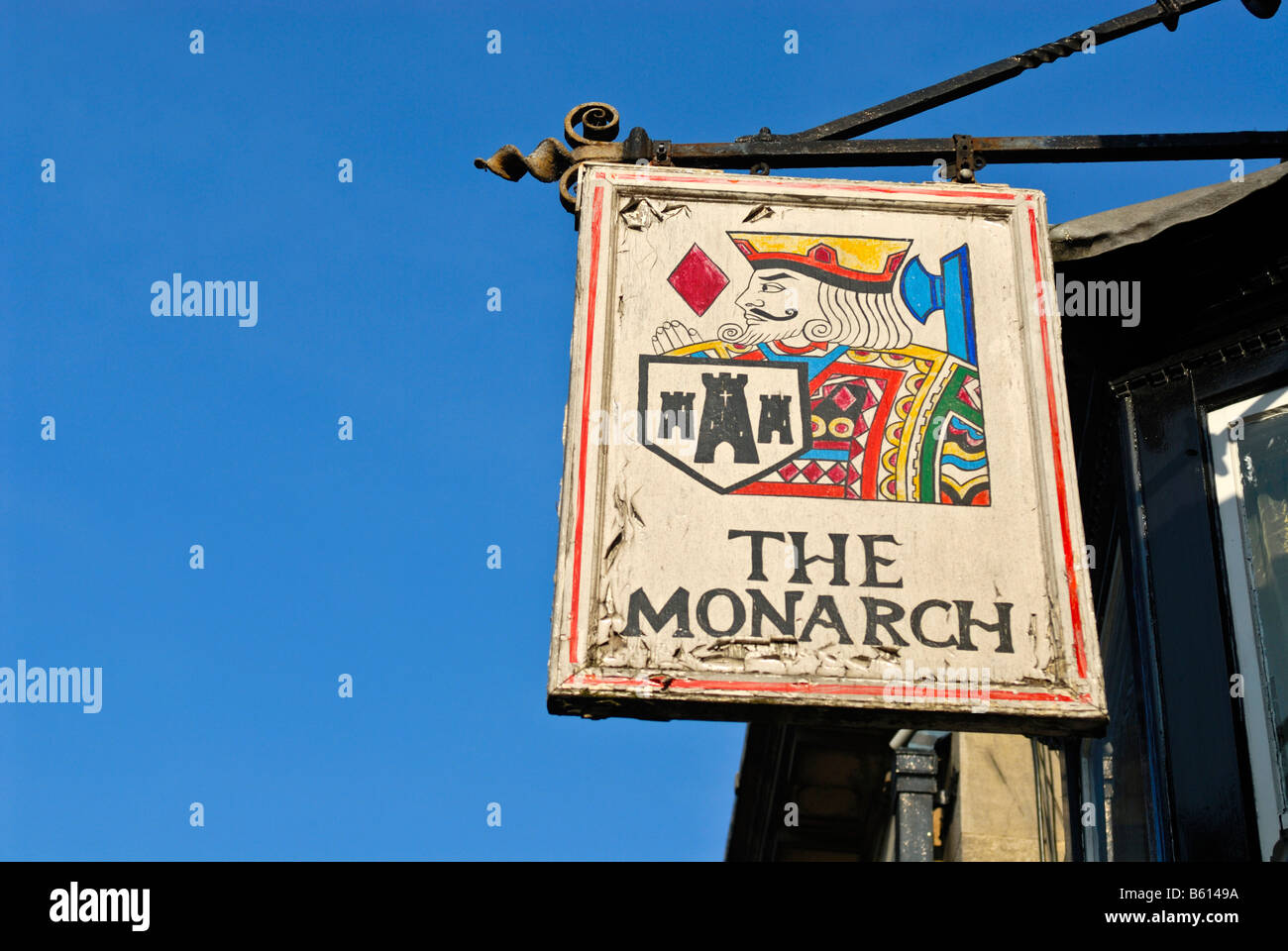 Schild mit einem Mantel-vonarme, The Monarch, Ley-Linien, Legende von König Arthur, Glastonbury, Mendip, Somerset, England, Großbritannien Stockfoto