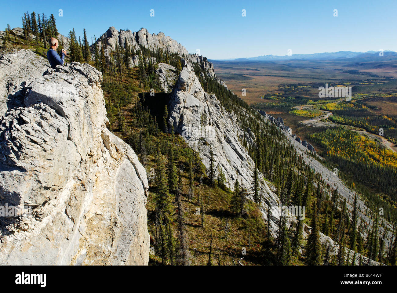 Blick vom Sapper Hill, Ogilvy Berge, Dempster Highway, Yukon, Kanada, Nordamerika Stockfoto