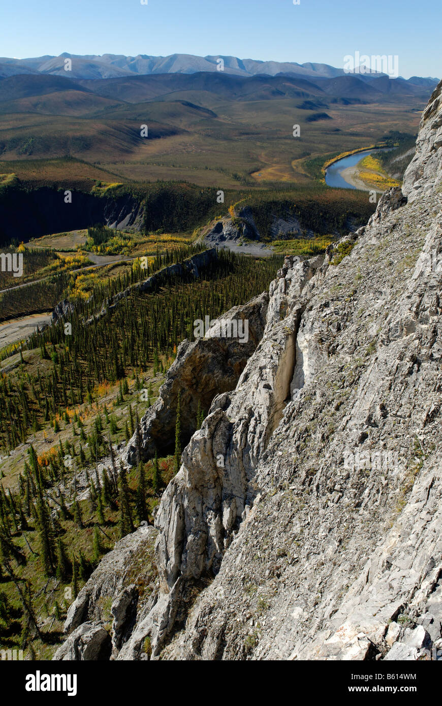 Blick vom Sapper Hill, Ogilvy Berge, Dempster Highway, Yukon, Kanada, Nordamerika Stockfoto