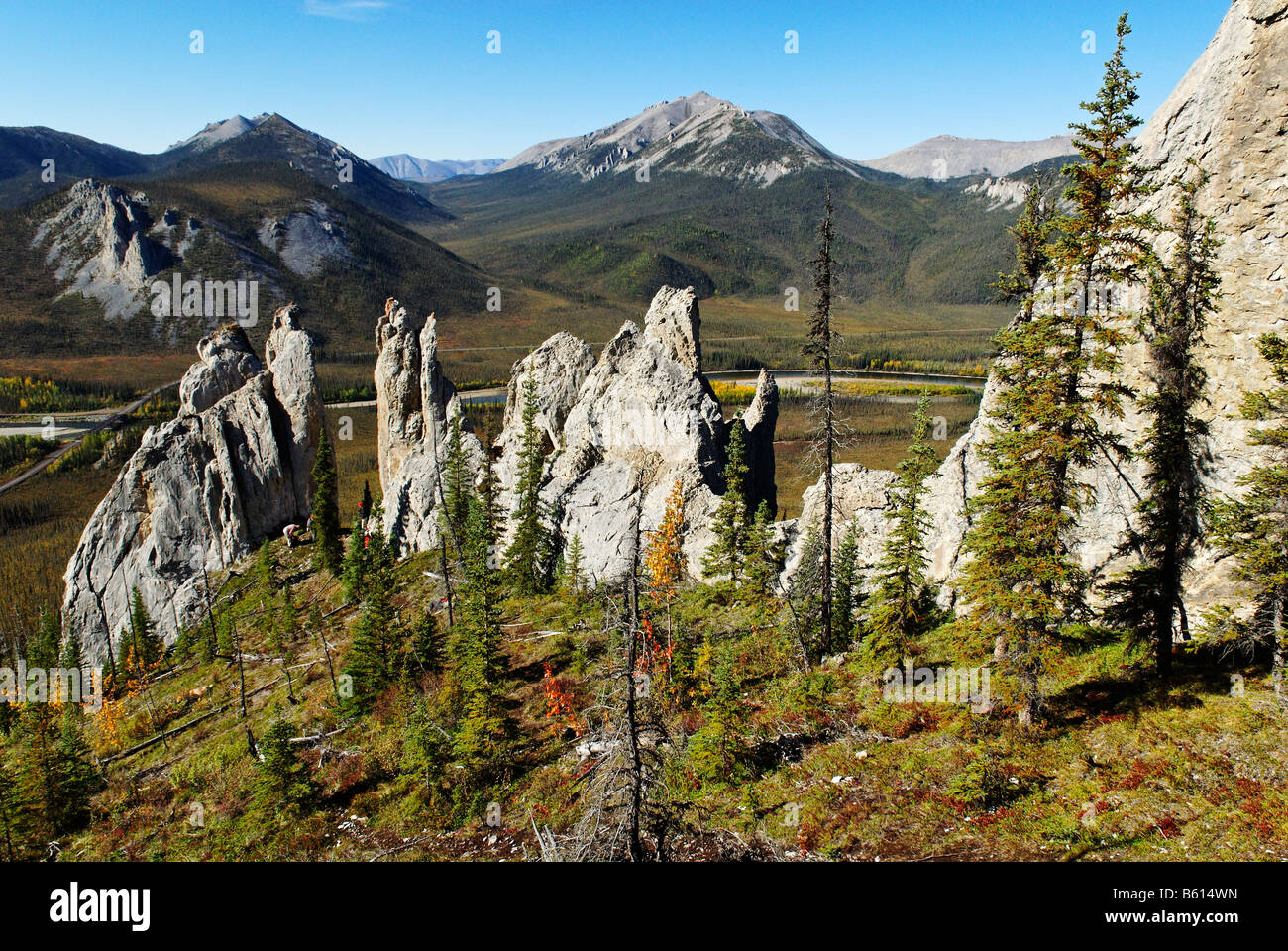 Blick vom Sapper Hill, Ogilvy Berge, Dempster Highway, Yukon, Kanada, Nordamerika Stockfoto