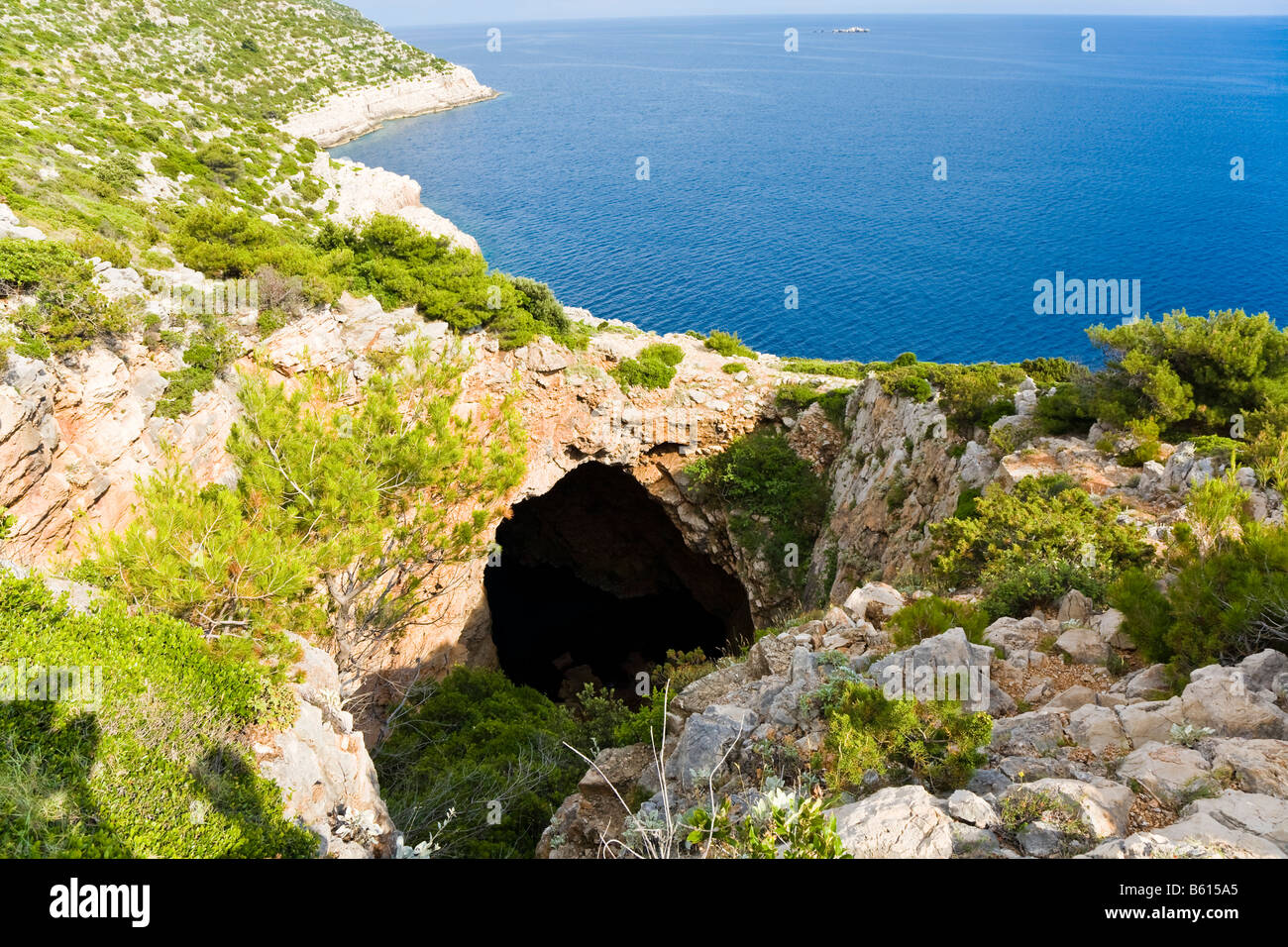 Odysseus-Grotte, Babino Polje, Insel Mljet, Dubrovnik-Neretva, Dalmatien, Kroatien, Europa Stockfoto