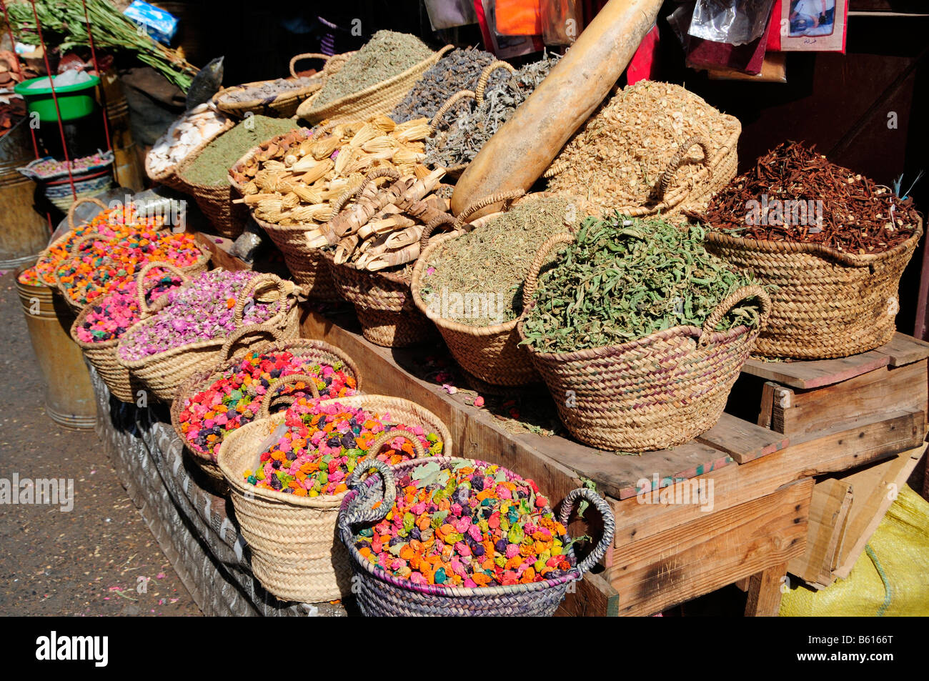 Gewürze in der Gewürz-Markt, Marrekesh, Marokko, Afrika Stockfoto