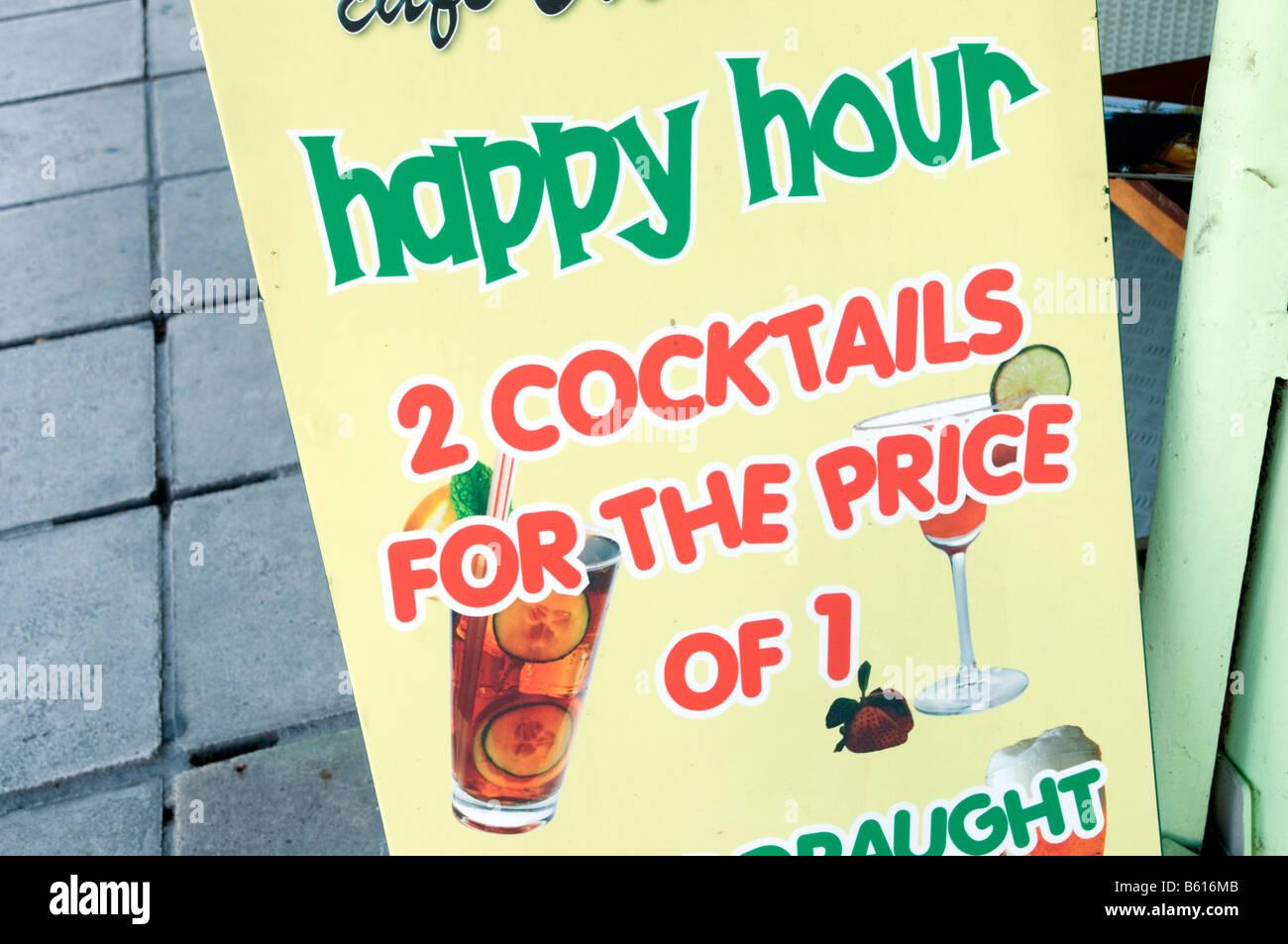 Happy Hour Schild englische bar Stockfoto