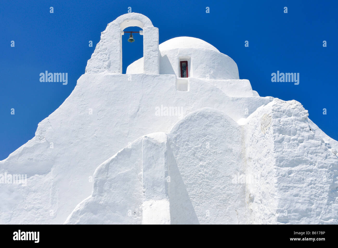 Weiße Kirche Panagia Paraportiani, Mykonos, Kykladen, Griechenland, Europa Stockfoto