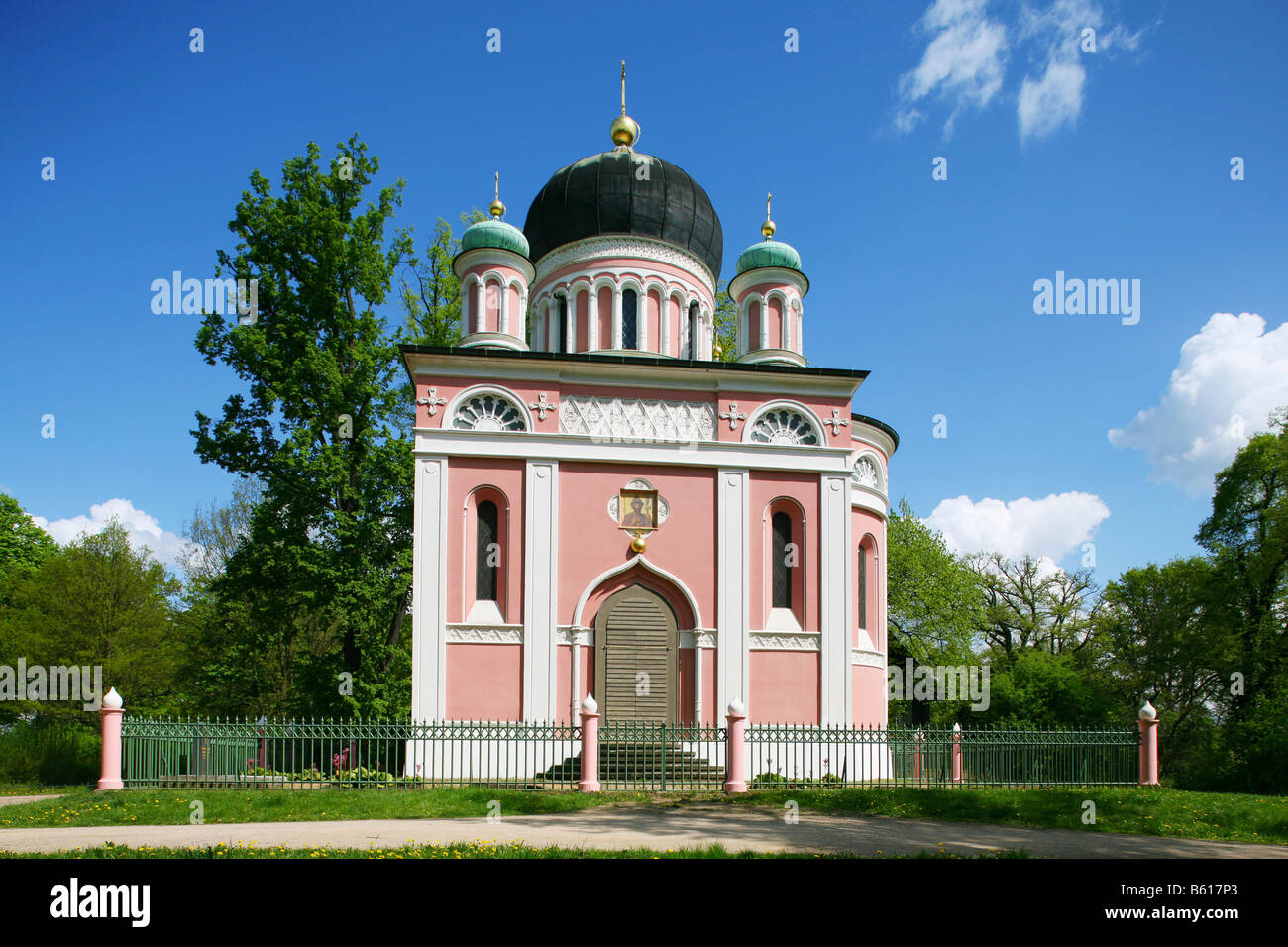 Russisch-orthodoxe Alexander Nevsky Cathedral, Kapellenberg, Alexandrowka, Russische Kolonie, Potsdam, Brandenburg Stockfoto