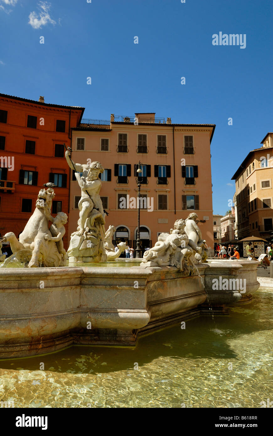 Der Brunnen von Neptun, Fontana del Nettuno, Piazza Navona, Rom, Latium, Italien, Europa. Stockfoto