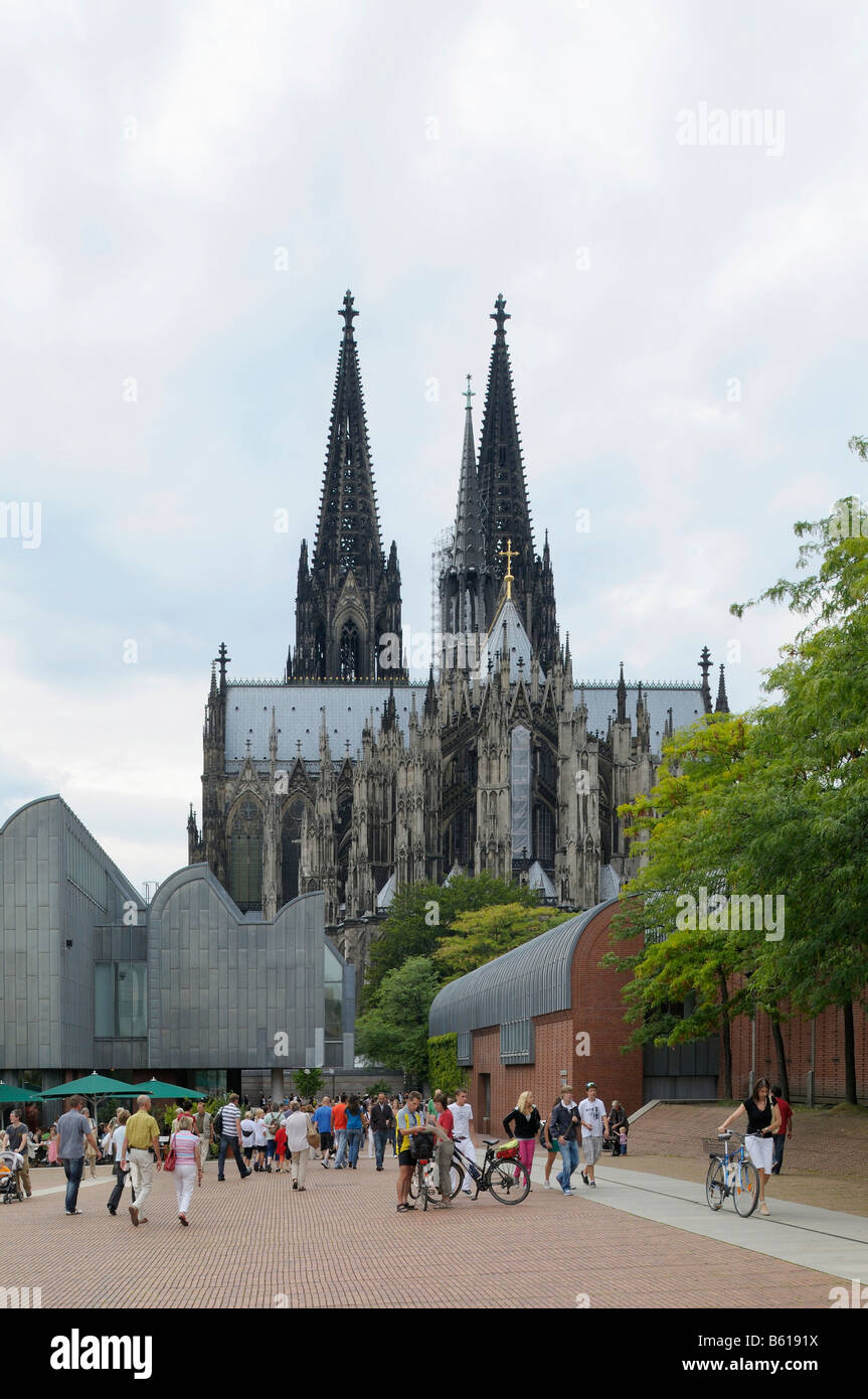 Kölner Dom, Blick von der Seite der Rhein, Köln, Nordrhein-Westfalen Stockfoto
