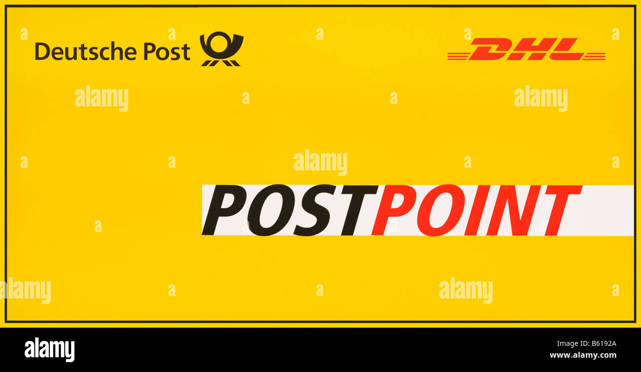 Deutsche Post DHL-Logo PostPunkt, SB-terminal Stockfoto