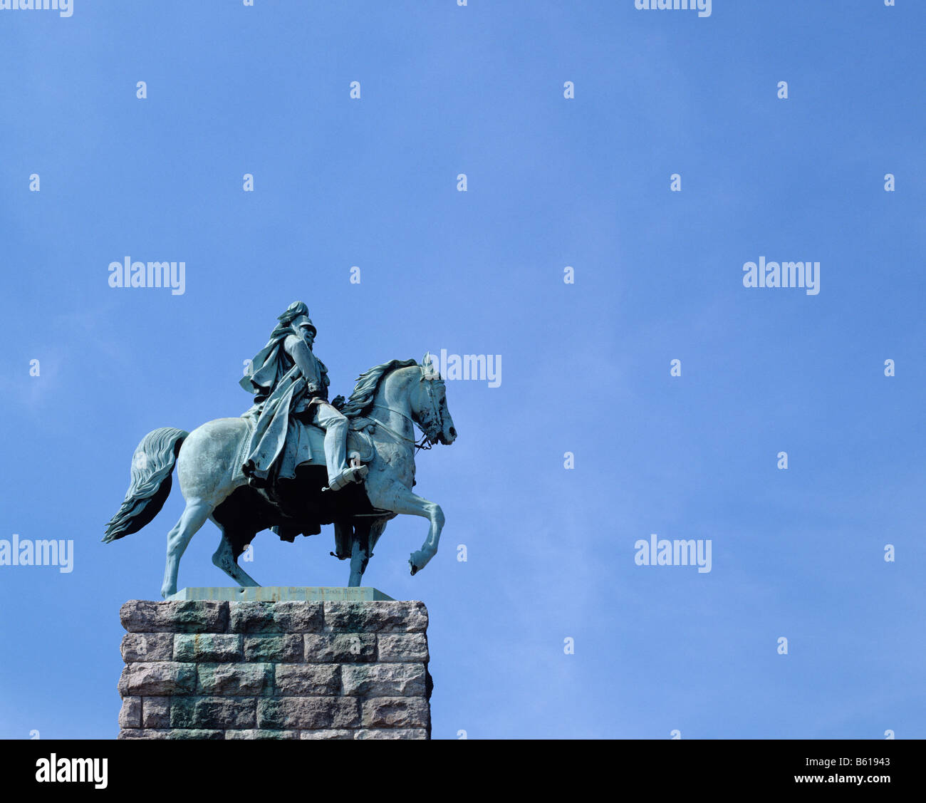 Hohenzollern Reiterstandbild auf dem rechten Ufer des Rhein, Köln-Deutz, Nordrhein Westfalen Stockfoto