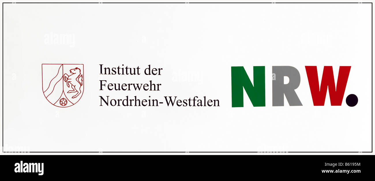 Schild: Feuer Schutz Institut von Nordrhein-Westfalen Stockfoto