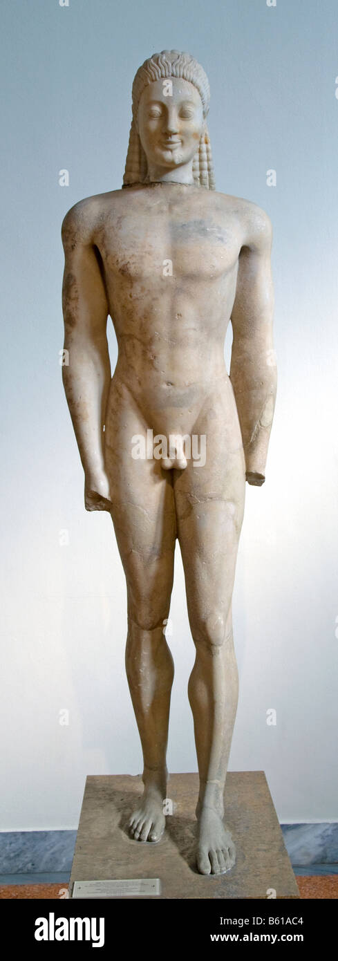 Kouros Statue parischen Paria Volomandra Attika athenischen Aristokraten 560 550 Griechisch Griechenland Stockfoto