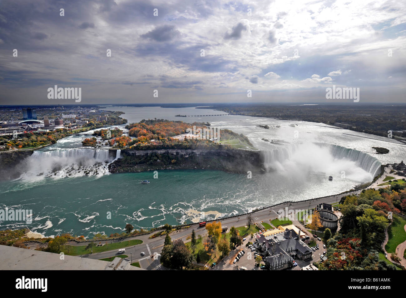 Luftaufnahme der Niagarafälle vom Skylon Tower Ontario Kanada Stockfoto