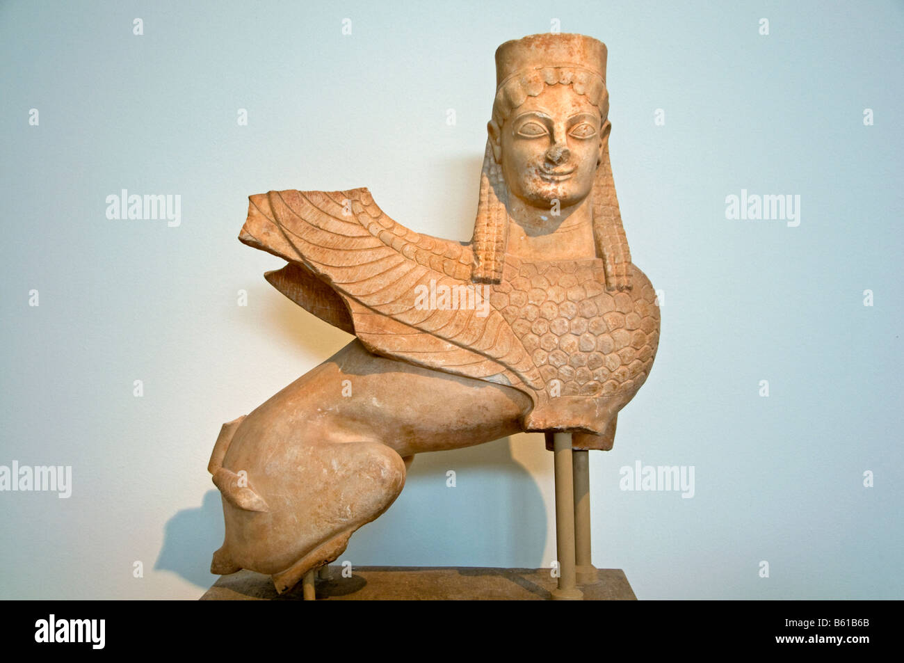 Sphinx Satue pentelischem Spata Attika archaischen Sphinx Grab Stele 570 BC griechischen Griechenland Stockfoto