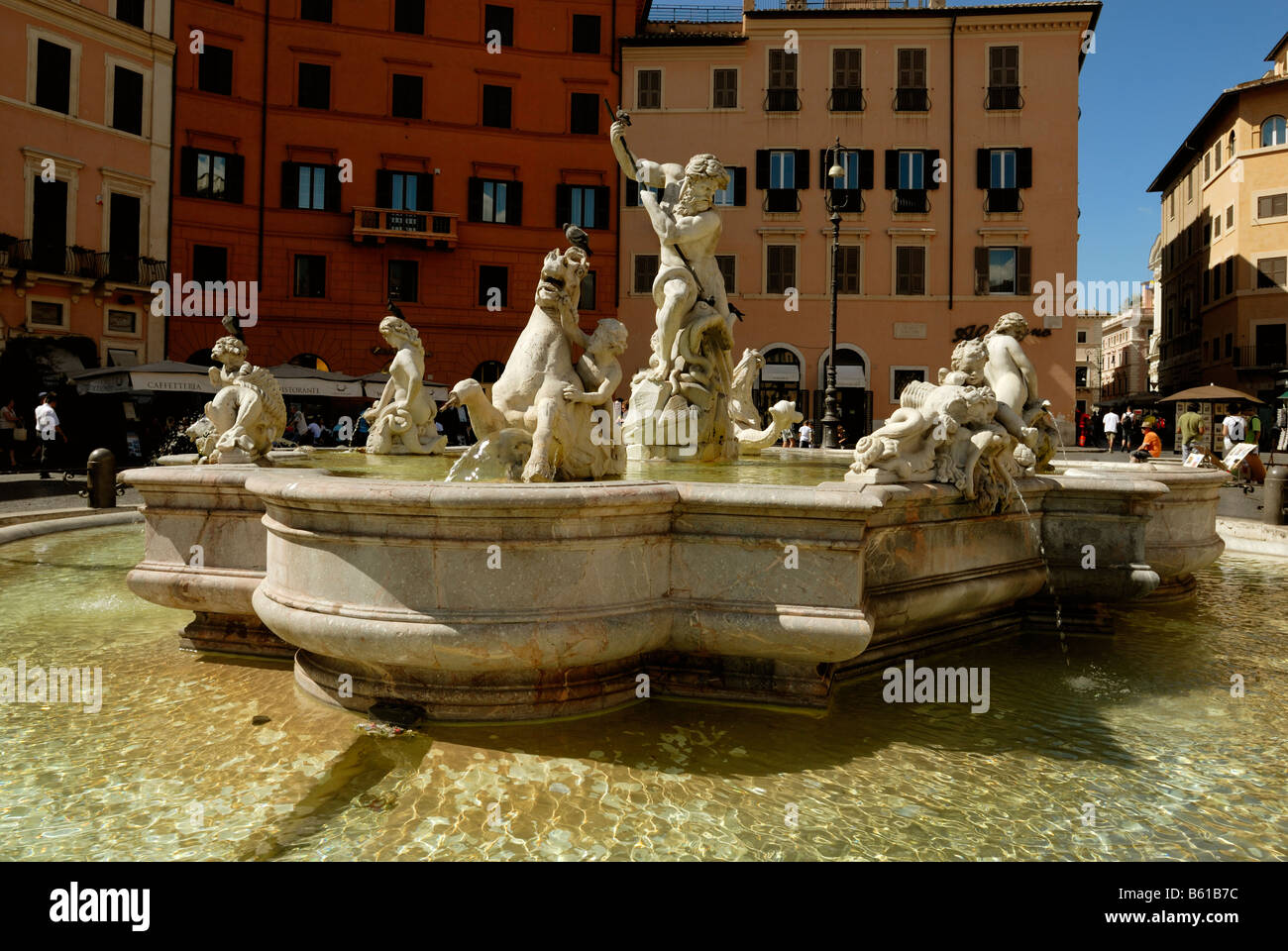 Der Brunnen von Neptun, Fontana del Nettuno, Piazza Navona, Rom, Latium, Italien, Europa. Stockfoto