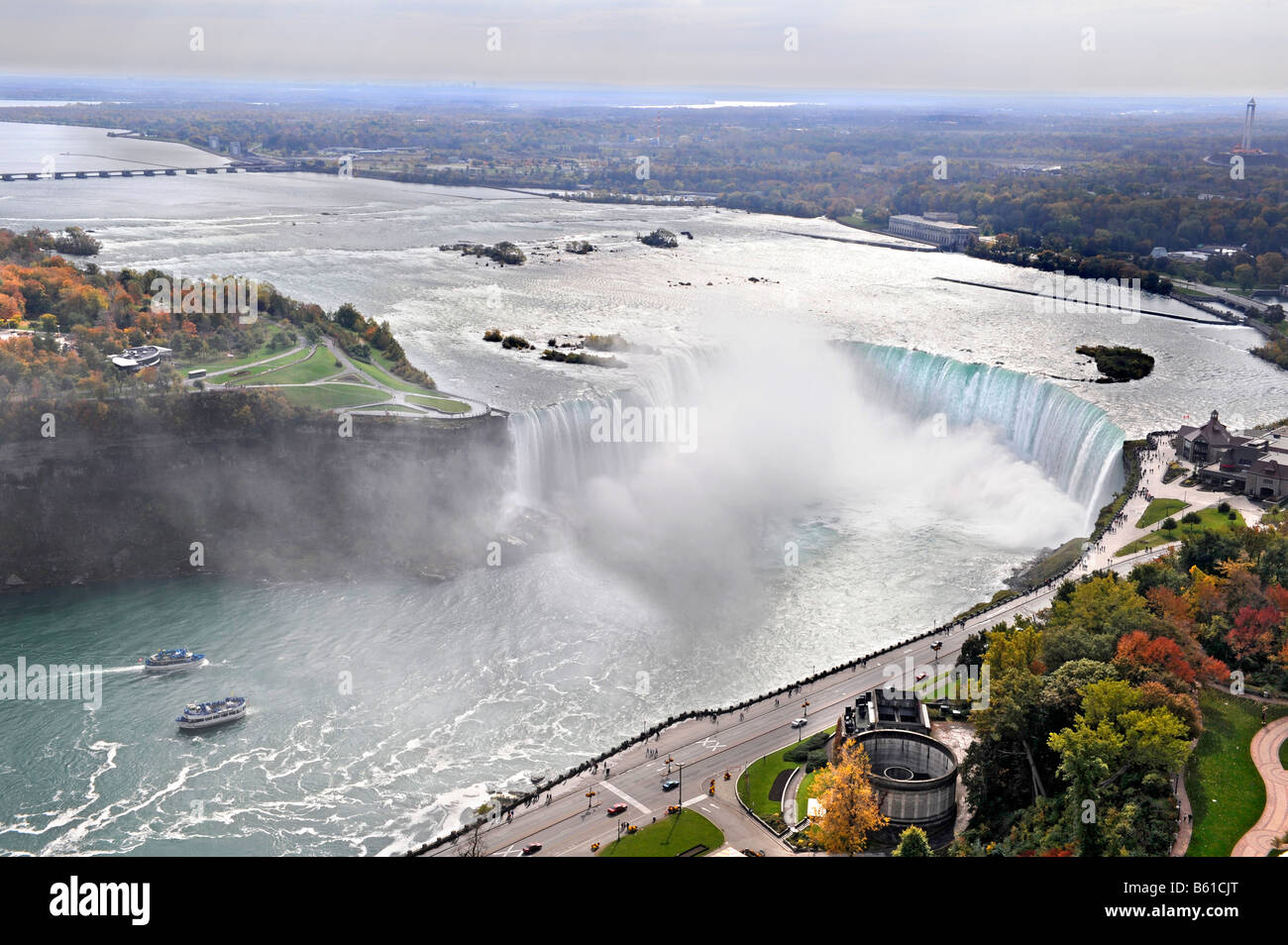 Luftaufnahme der Niagarafälle vom Skylon Tower Ontario Kanada Stockfoto
