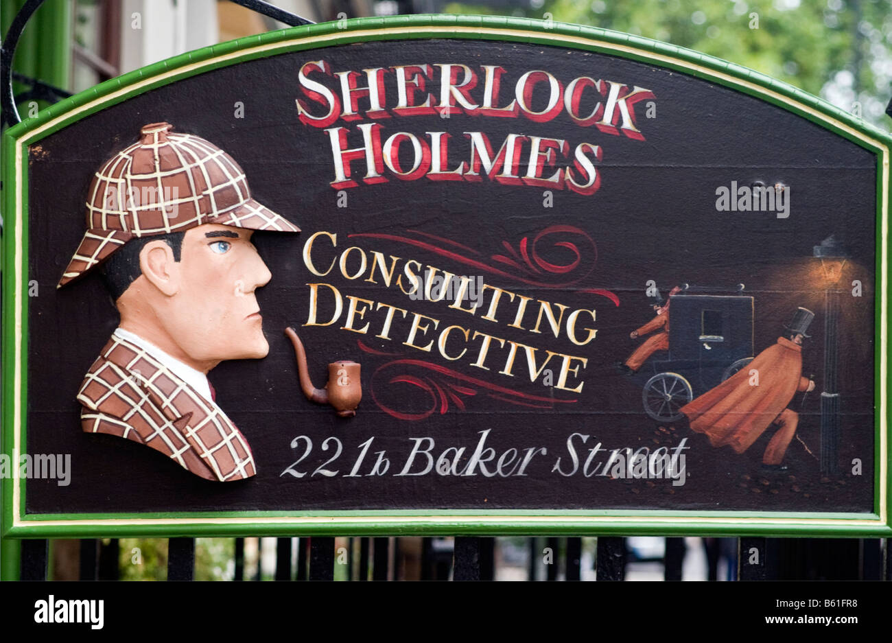 Schild an das Sherlock Holmes Museum, London Stockfoto