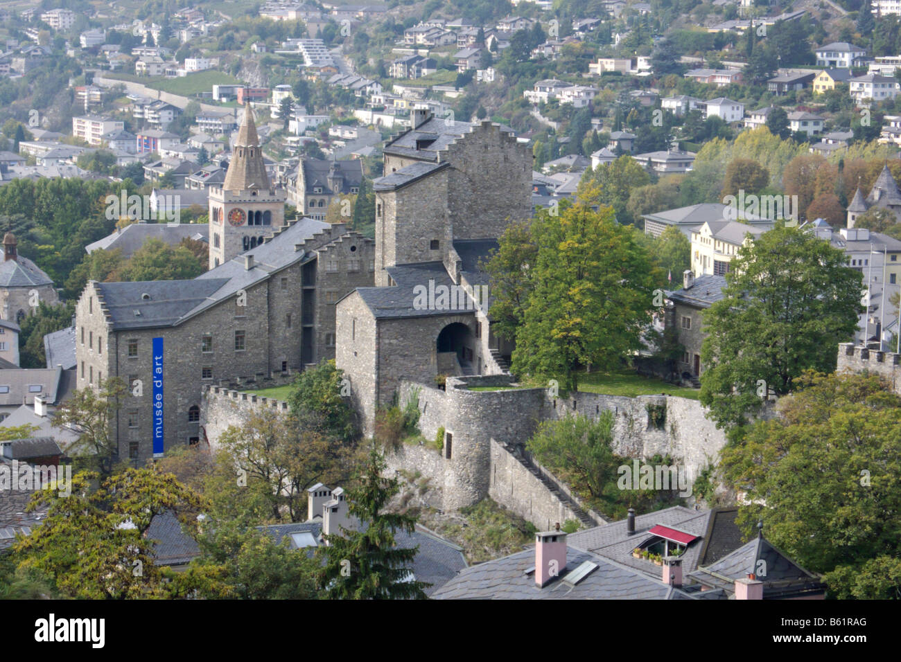Die Altstadt mit der kantonalen Art Museum im Palast, majorie Sion, Schweiz Stockfoto
