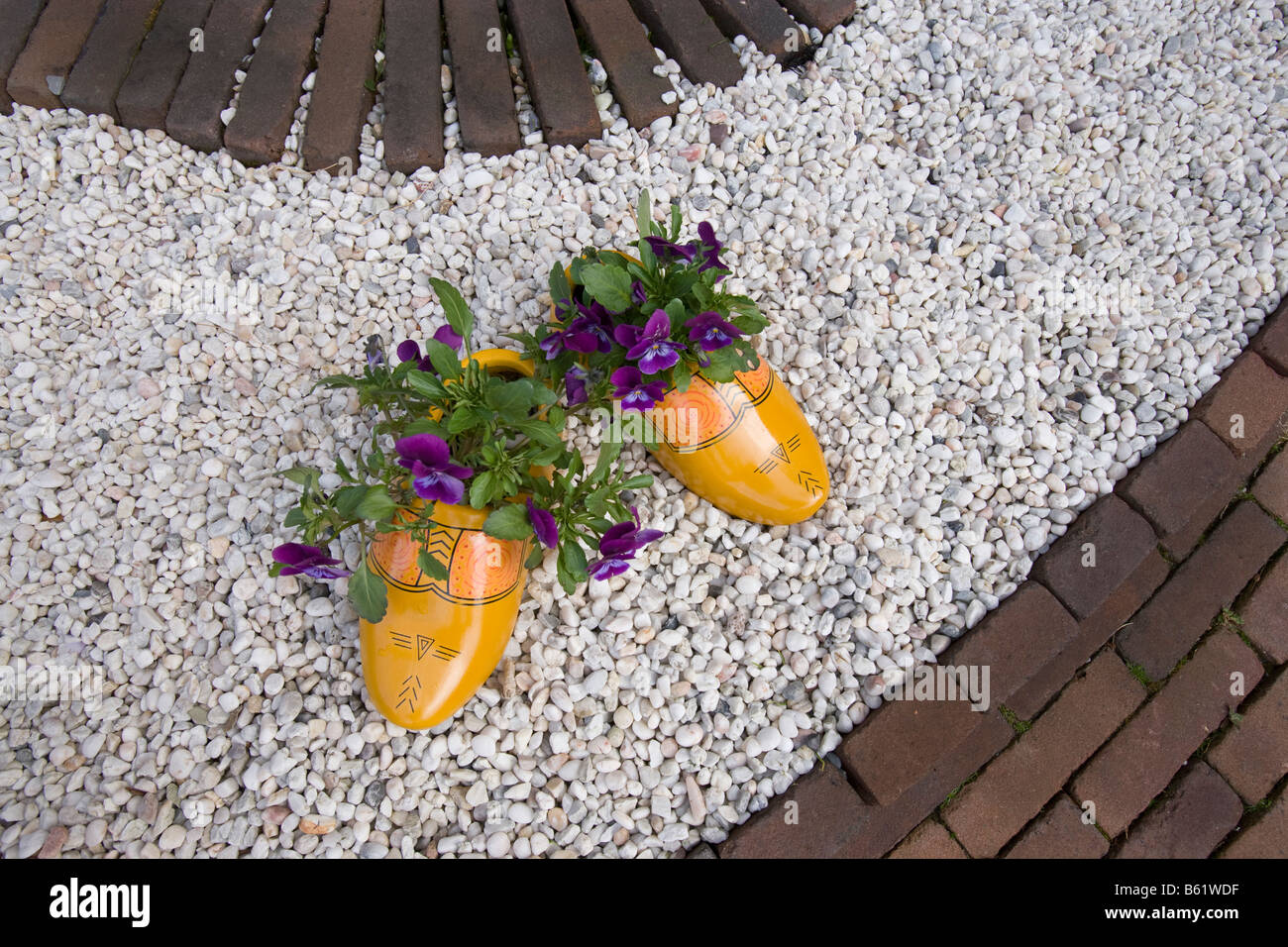 Verwendet als Blumenkästen für Blumen, Holland Holzschuhe Stockfoto