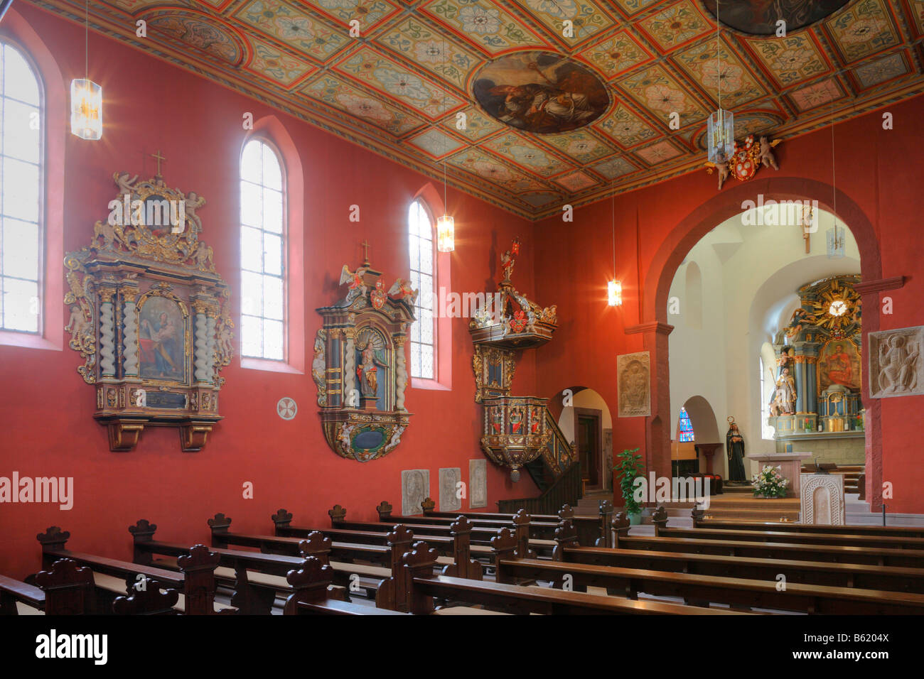 Innenansicht der Propstei St. Peter in Petersburg in der Nähe von Fulda, Rhön, Hessen, Deutschland, Europa Stockfoto