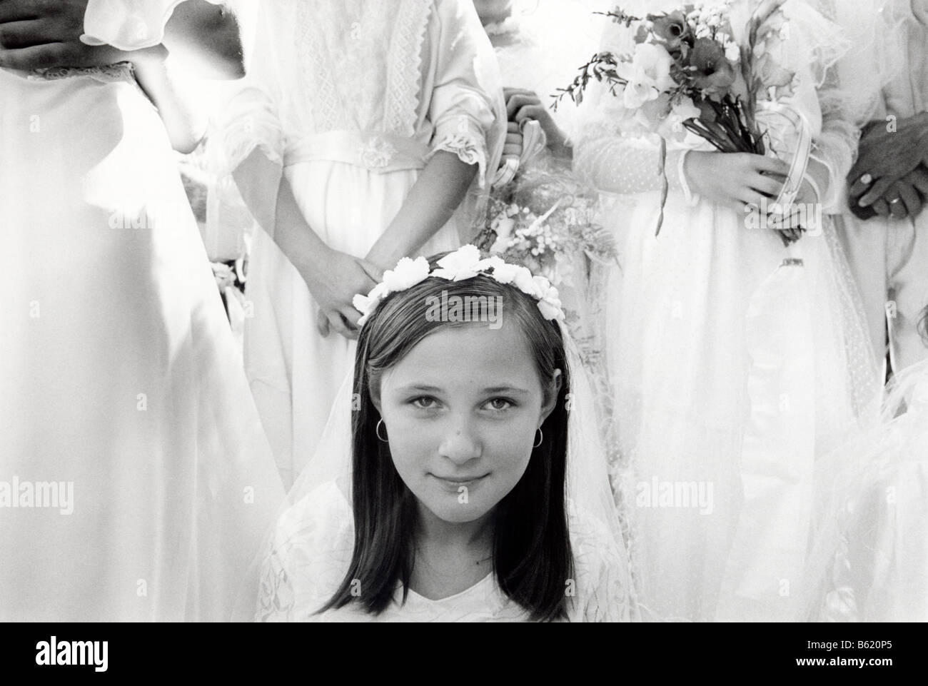 Kinder, die Teilnahme an dem Fest Mariä Himmelfahrt, Kalwaria Paclawska, Polen Stockfoto