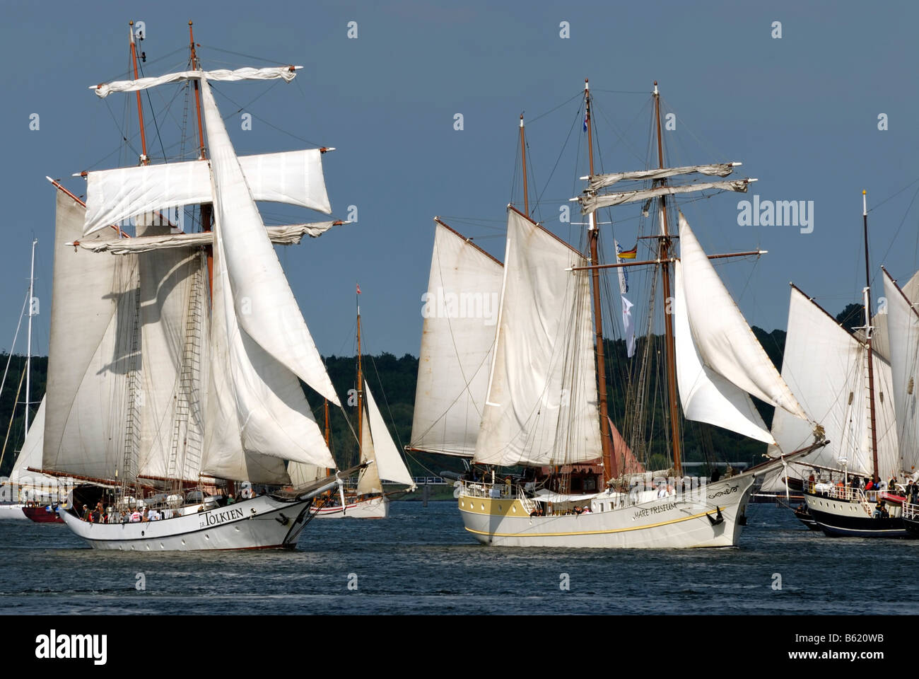 Historische Segelschiffe auf der Kieler Förde, Kieler Woche 2008, Kiel, Schleswig-Holstein, Deutschland, Europa Stockfoto