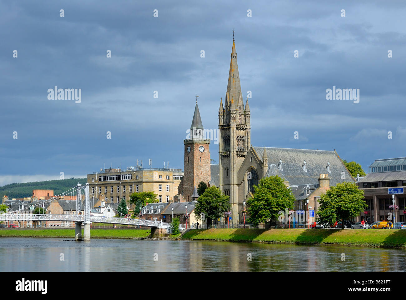 Historische Stadtzentrum Fassaden von Inverness, Schottland, Großbritannien, Europa Stockfoto