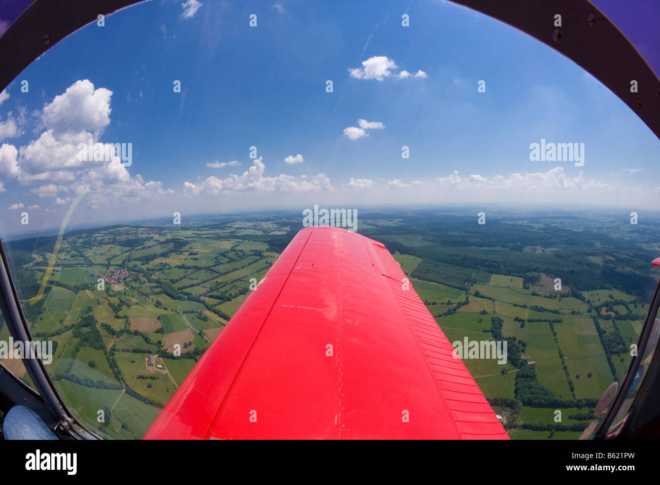 Blick von einem privaten Flugzeug, Hessen, Deutschland, Europa Stockfoto