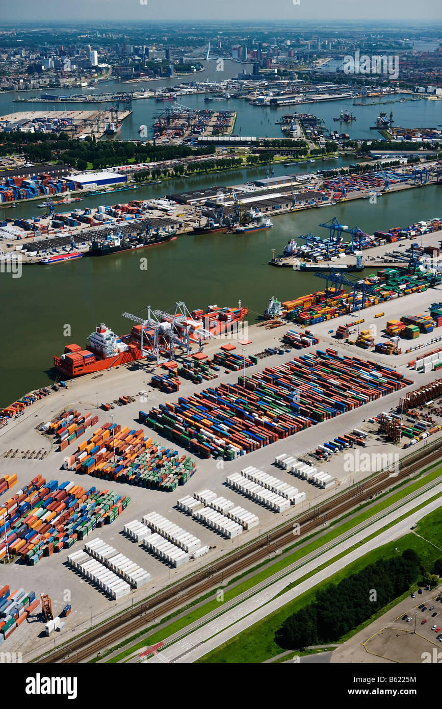 Holland, Zuid Holland, Rotterdam, Hafen, Aerial Container-Hafen. Stockfoto