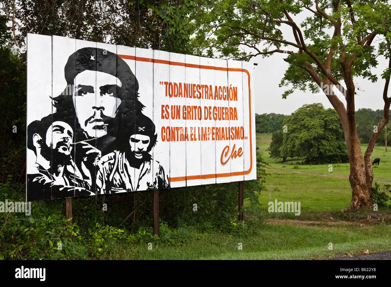 Straßenschild der Che Guevara, Vinales, Kuba, Karibik Stockfoto