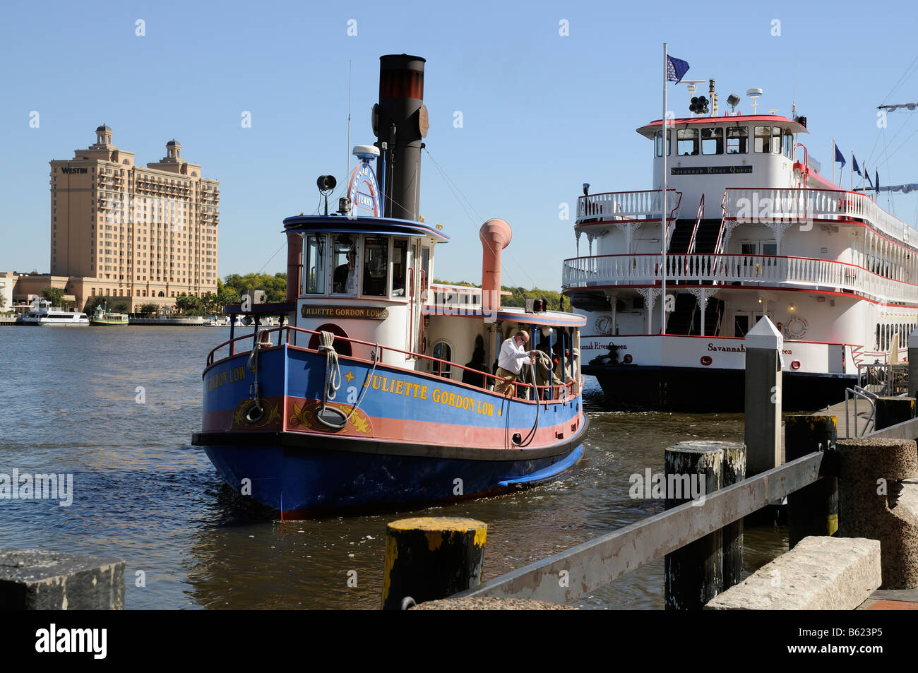 Savannah River Georgia America USA kostenlos Kreuz Fluss Schiff Juliette Gordon Low Stockfoto