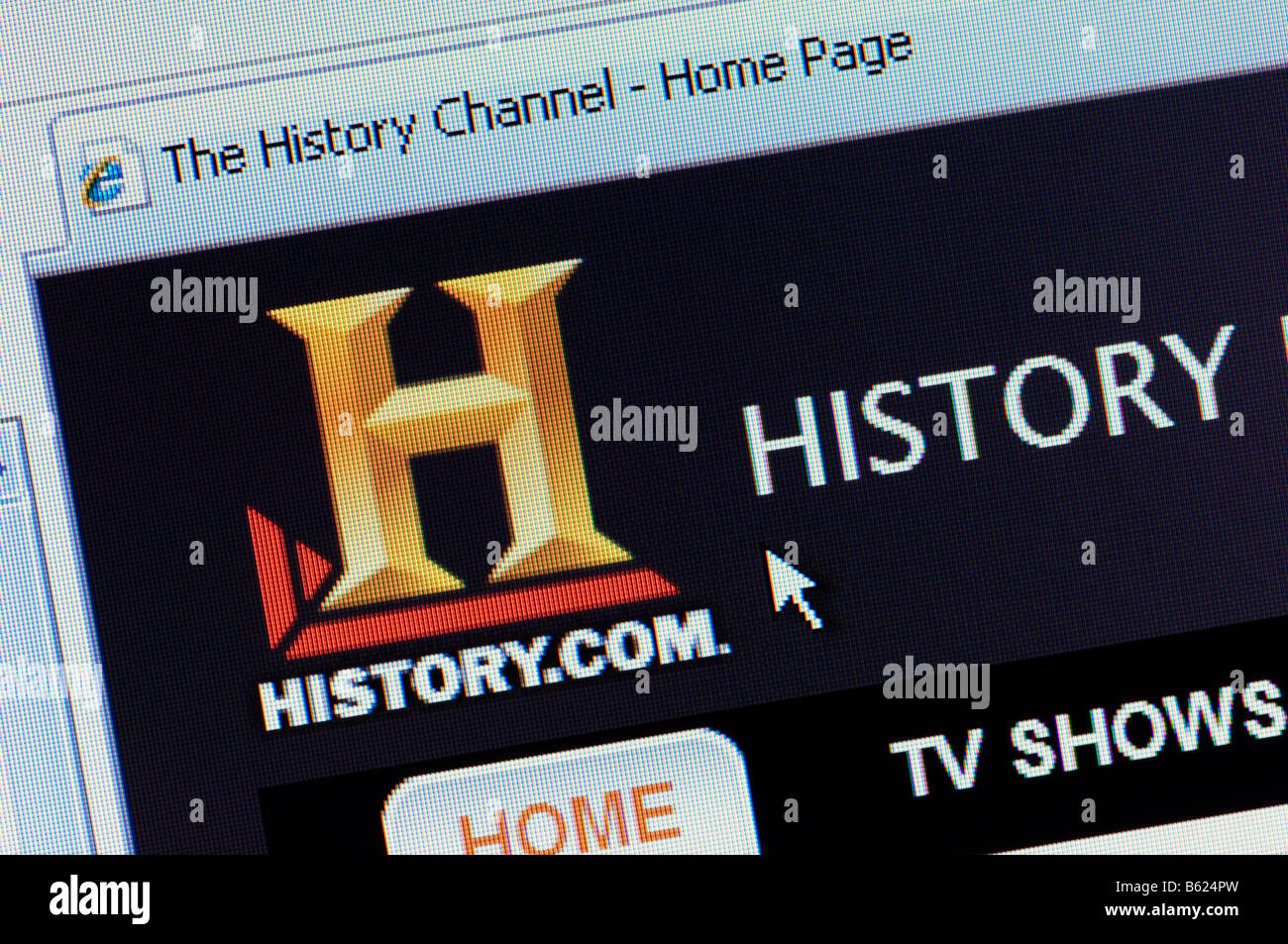 Makro-Screenshot des History Channel Webseite nur zur redaktionellen Verwendung Stockfoto