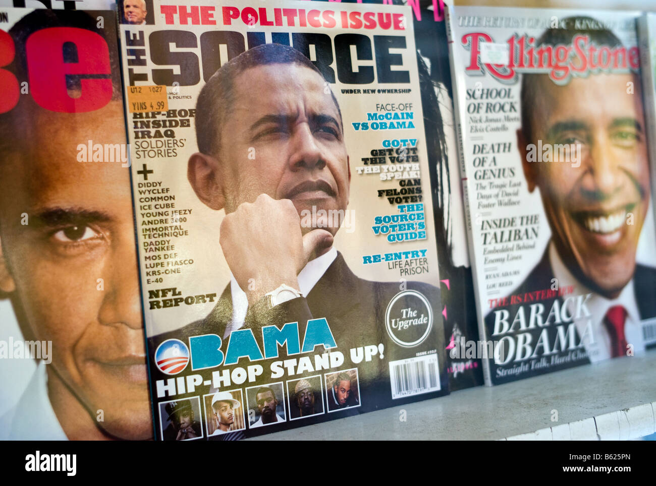 Barak Obama auf dem Cover der Zeitschriften national, nachdem er die Präsidentschaftswahlen im Jahr 2008 gewann Stockfoto