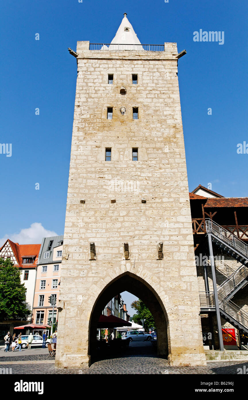 Historischen Pulverturm und der Rest der Stadt Mauer, Jena, Thüringen, Deutschland, Europa Stockfoto