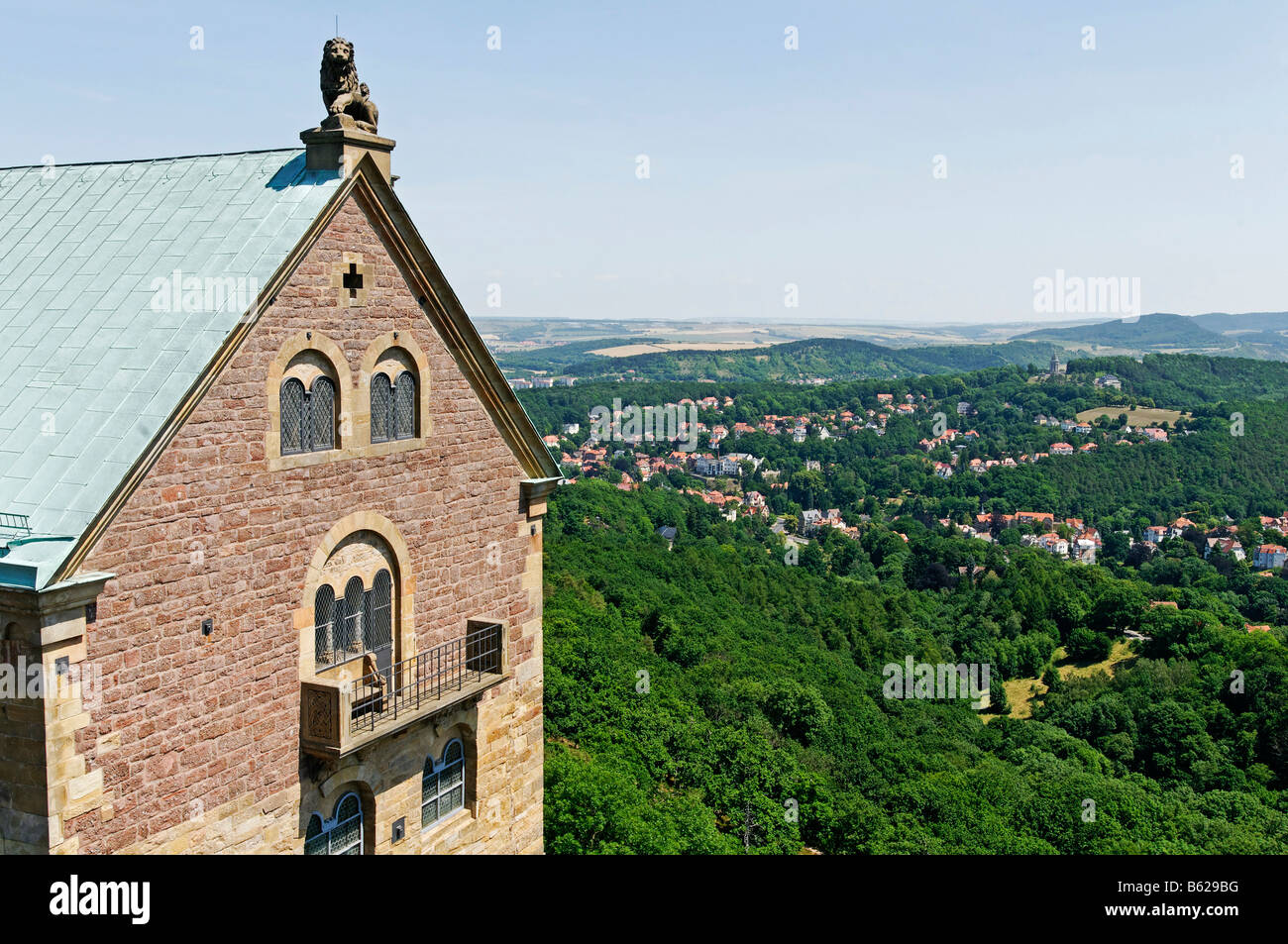 Palas, Rittersaal, Blick auf den Thüringer Wald, die Wartburg, Eisenach, Thüringen, Deutschland, Europa Stockfoto