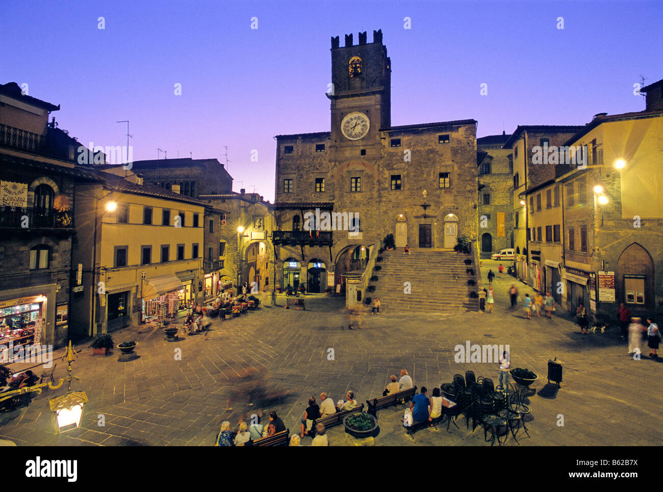Palazzo del Popolo, Piazza della Repubblica, Cortona, Provinz Arezzo, Toskana, Italien, Europa Stockfoto