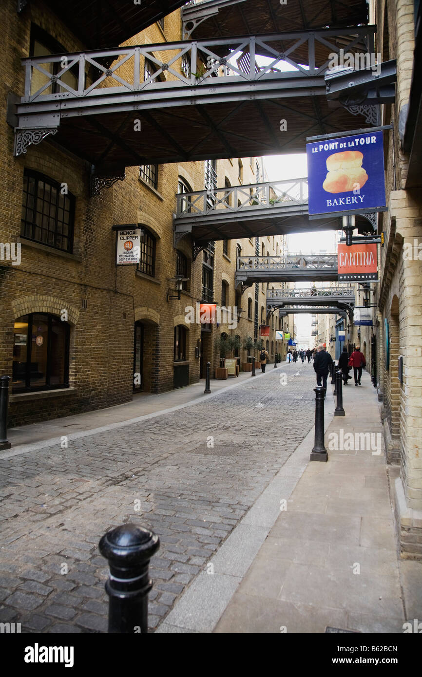 Die alte Speicherstadt von London bekannt als Butlers Wharf Stockfoto
