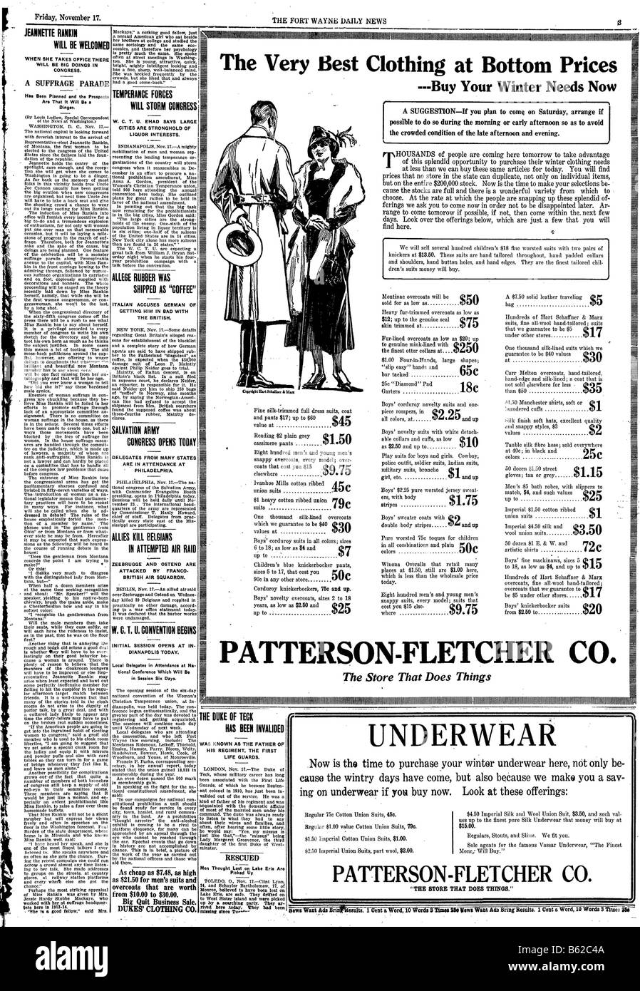 Bekleidung Anzeige in einer amerikanischen Zeitung aus den 1930er Jahren Stockfoto