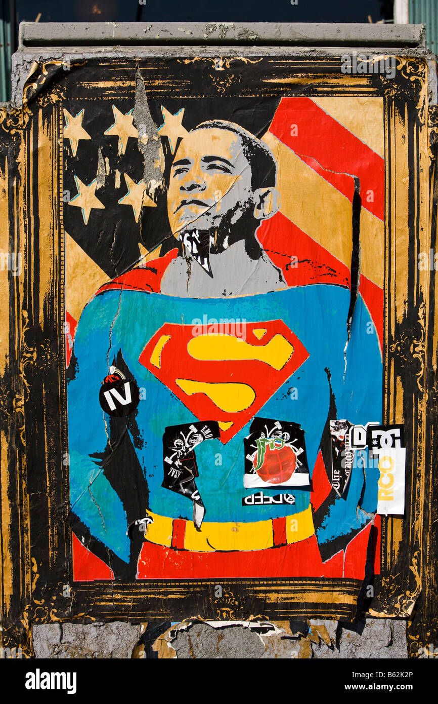 Barack Obama Poster auf Straße Los Angeles California Vereinigten Staaten von Amerika Stockfoto