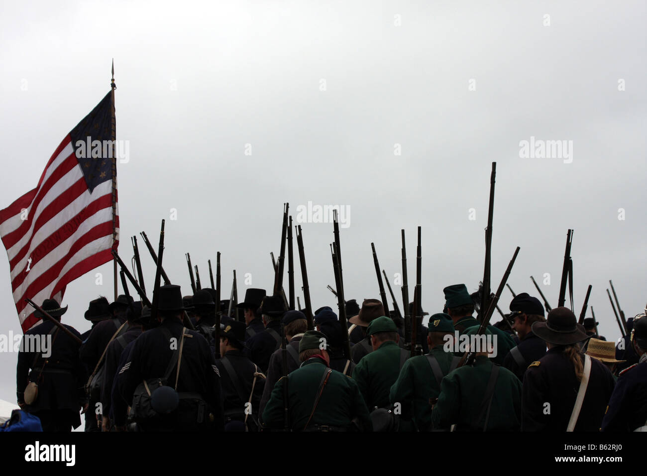 Union Soldaten marschieren in die Civil War Reenactment an der Wade Haus Greenbush-Wisconsin Stockfoto