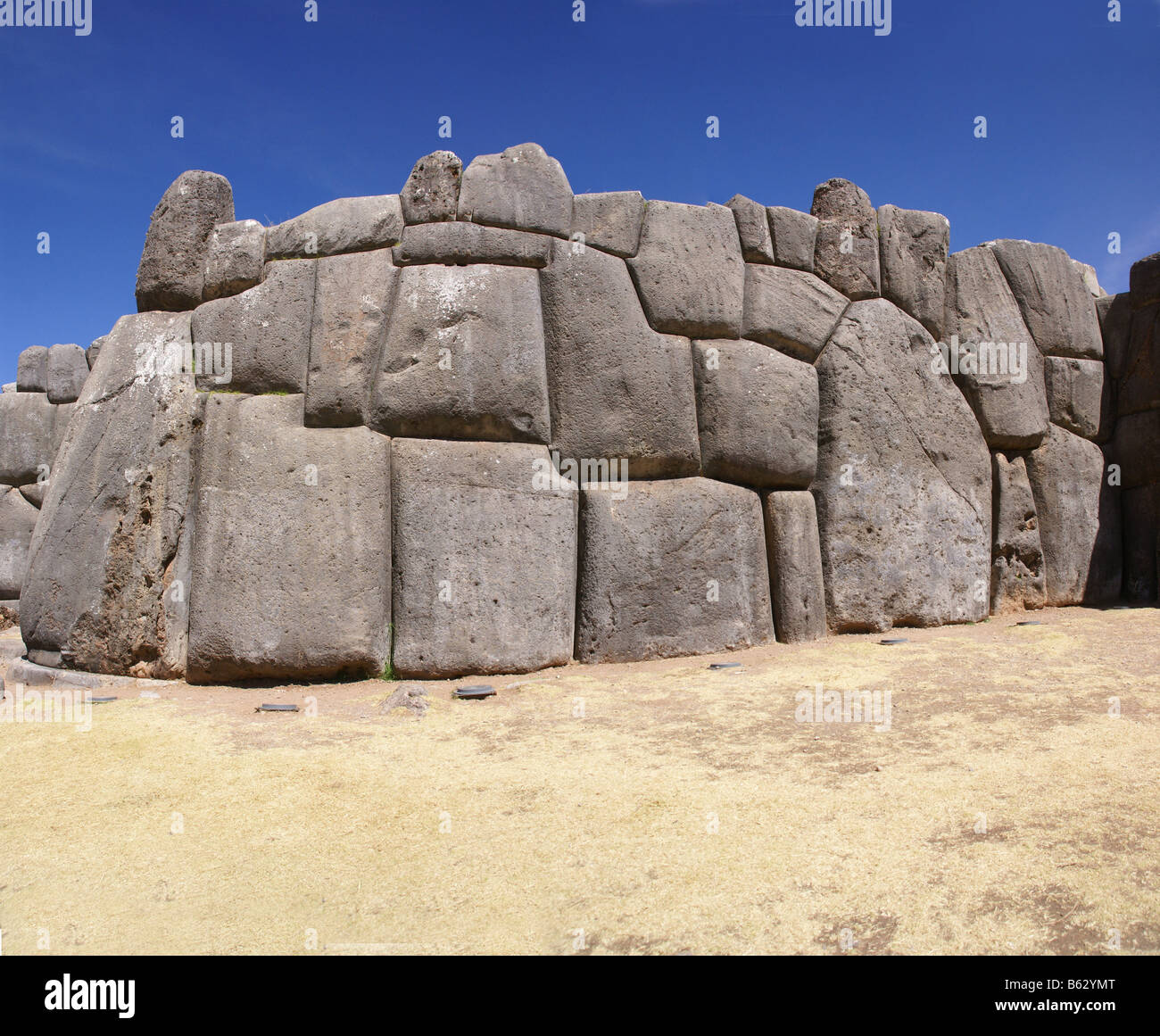 Massiven Steinen in Inkafestung Wände Sacsayhuaman Cusco Peru Südamerika Stockfoto