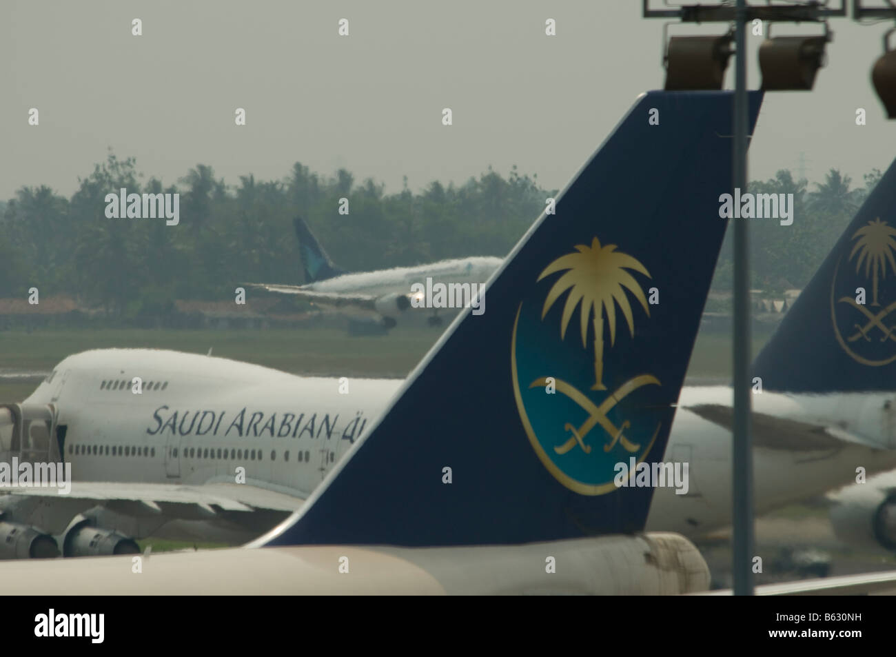 Saudi-Arabischer-Airways-Maschine am Jakarta Soekarno-Hatta International Airport Stockfoto