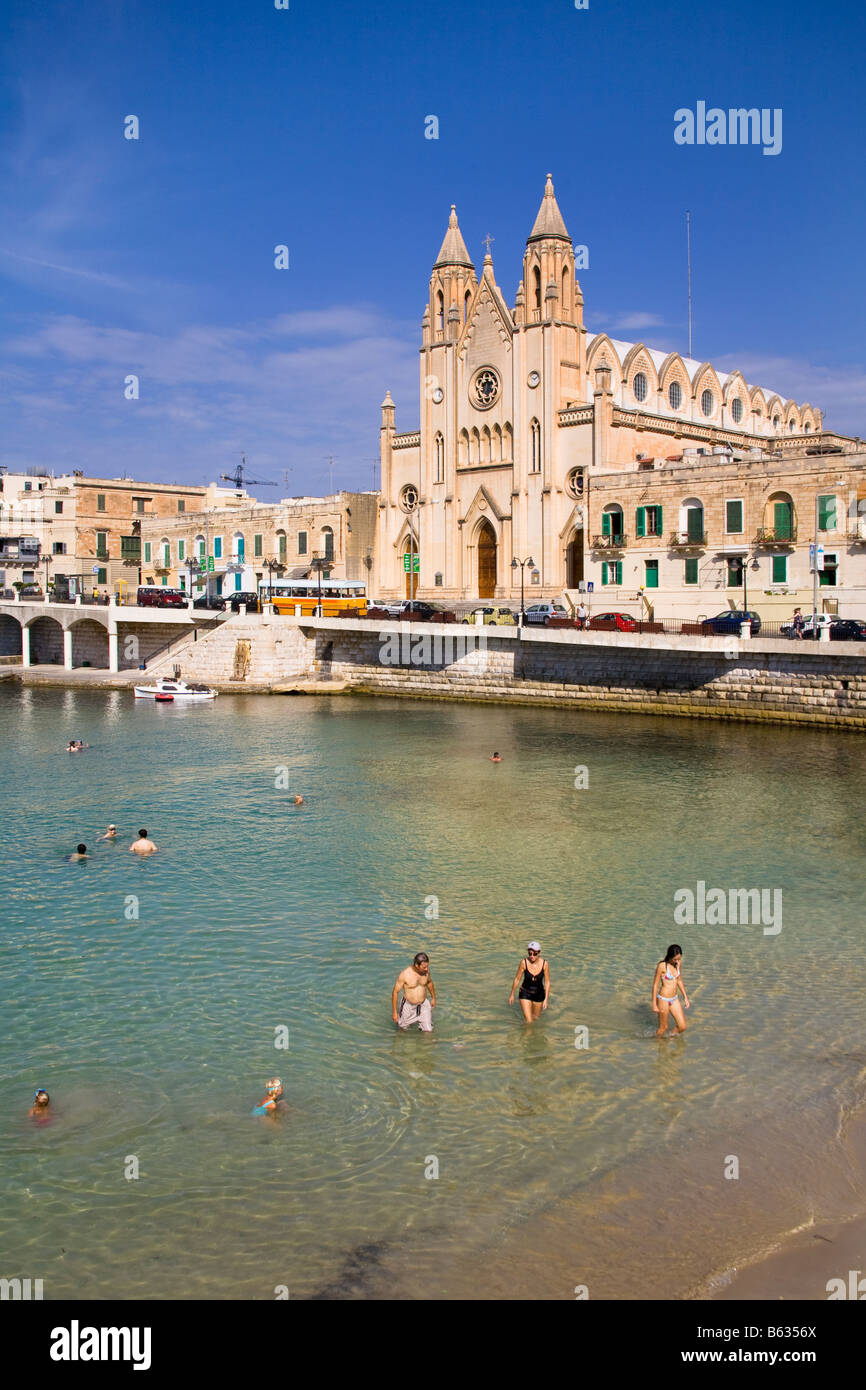 Pfarrkirche Our Lady of Mount Carmel Balluta, Knisia Parrokkiali Madonna Tal-Karmnu Balluta, St. Julians, Malta Stockfoto