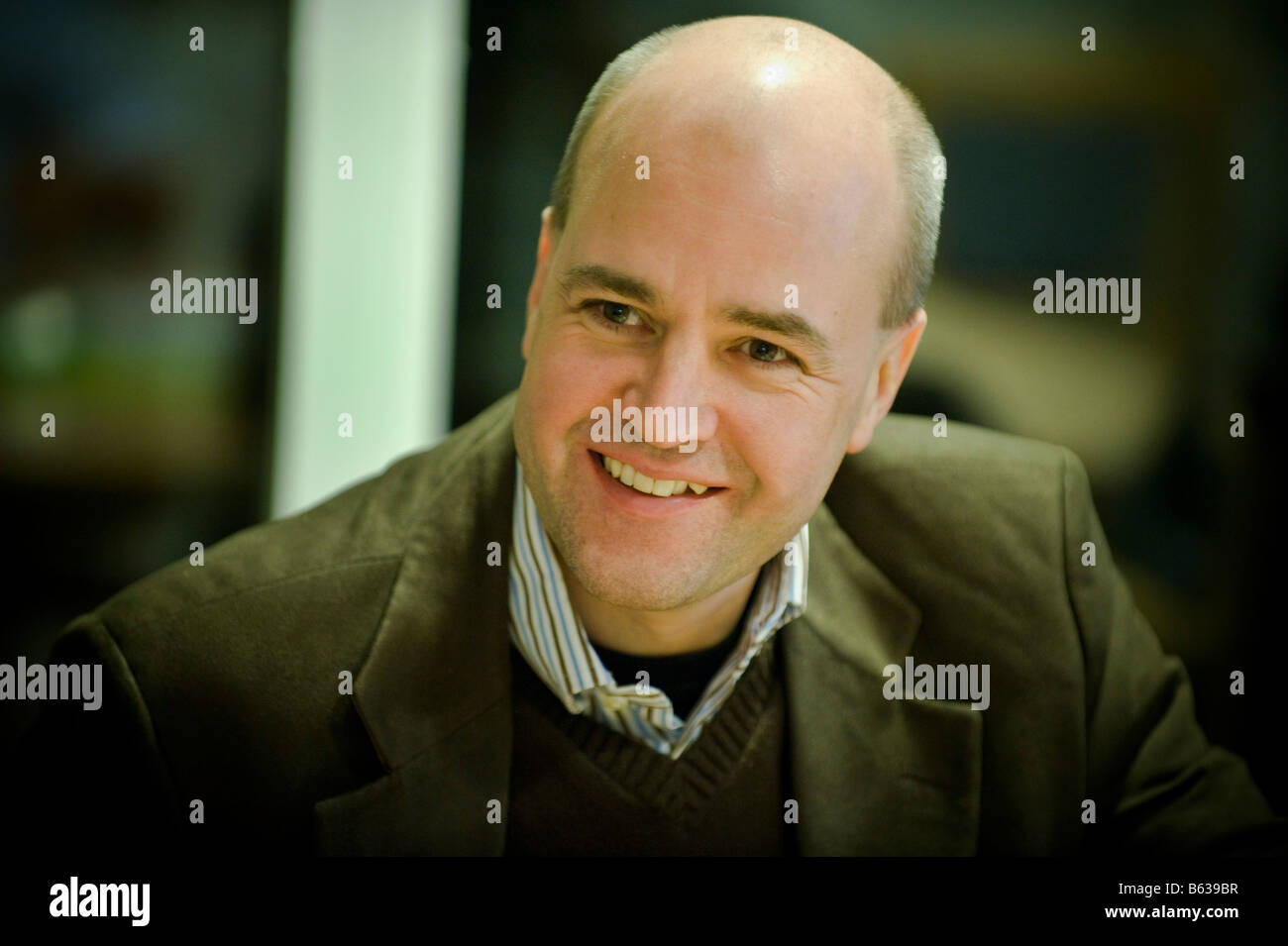 Der schwedische Premierminister Fredrik Reinfeldt in einer guten Stimmung Stockfoto