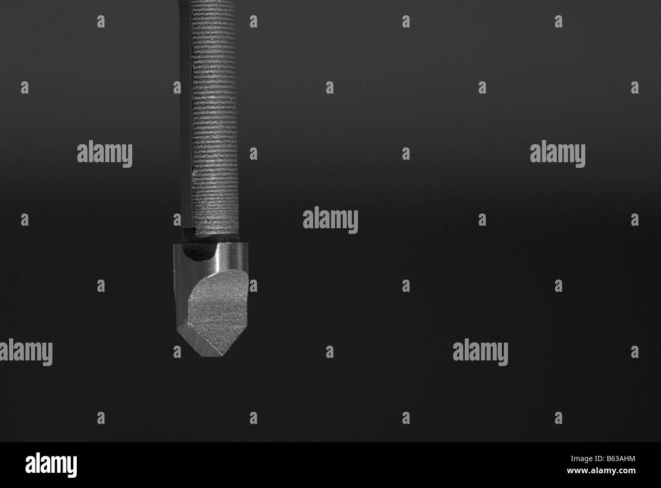 Makro-Ansicht der Werkzeugspitze Metall Holz router Stockfoto